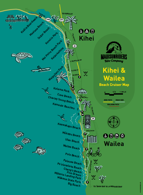 Kihei & Wailea Bike Route Map - Maui Sunriders Bike Co.
